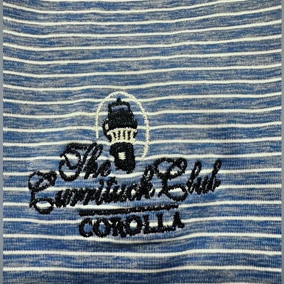 FOOTJOY Lisle Blue & White Micro Striped Mens Golf Polo Shirt Stretchy size XL - Picture 4 of 9